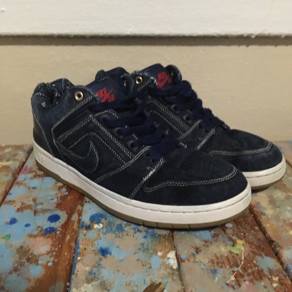 NIKE SB AIR FORCE 2 SIZE 9 EAST VS WEST NAVY DENIM - Picture 4 of 7